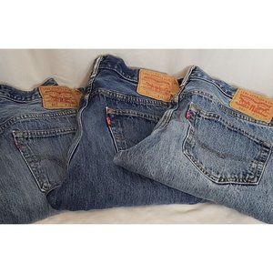 Levi 501 Button Fly Lot 3 Pairs Tag Size 34 X 29 Distressed Holes Tears
